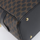 CELINE Macadam Canvas Hand Bag PVC Leather Black Gold Auth 204166V-11
