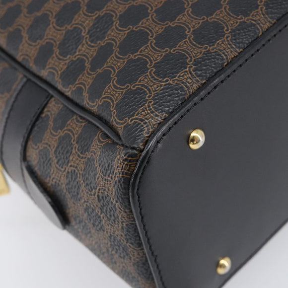 CELINE Macadam Canvas Hand Bag PVC Leather Black Gold Auth 204166V
