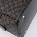 CELINE Macadam Canvas Hand Bag PVC Leather Black Gold Auth 204166V-13
