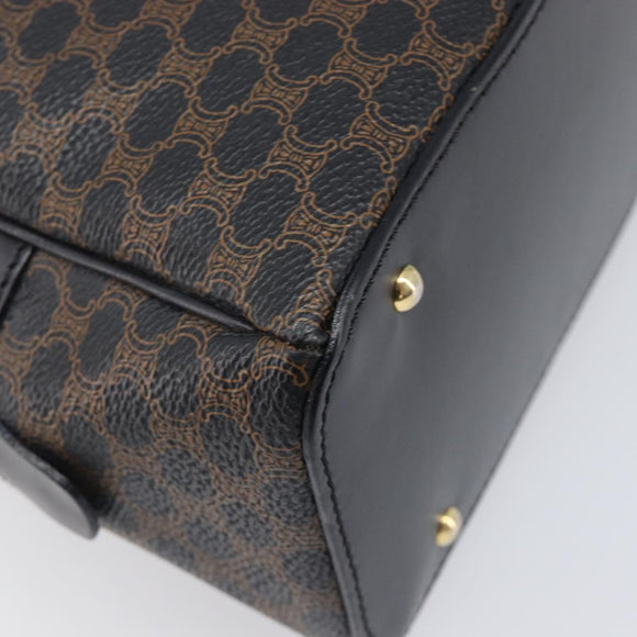CELINE Macadam Canvas Hand Bag PVC Leather Black Gold Auth 204166V