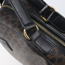 CELINE Macadam Canvas Hand Bag PVC Leather Black Gold Auth 204166V-14