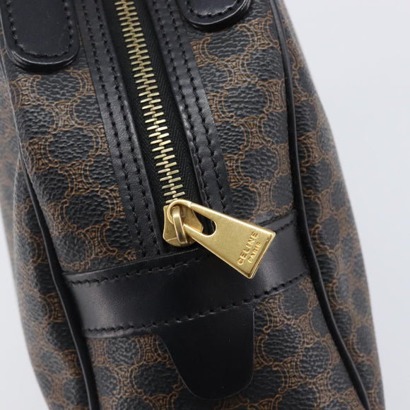CELINE Macadam Canvas Hand Bag PVC Leather Black Gold Auth 204166V