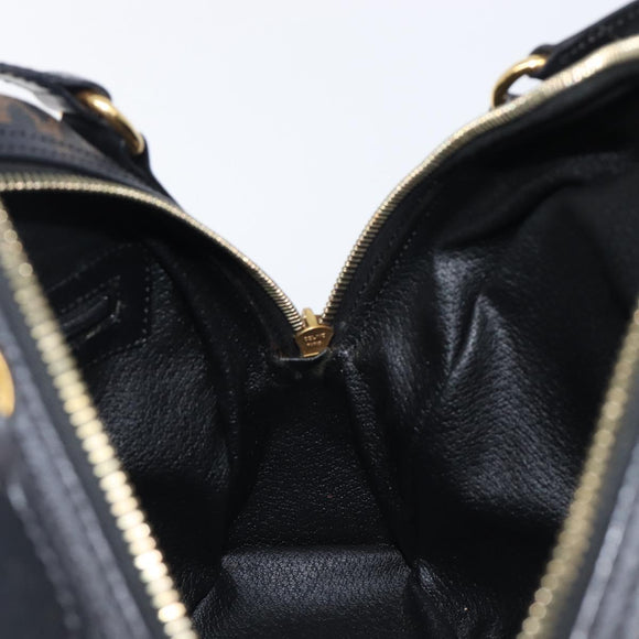 CELINE Macadam Canvas Hand Bag PVC Leather Black Gold Auth 204166V