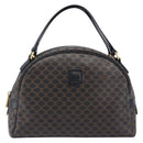 CELINE Macadam Canvas Hand Bag PVC Leather Black Gold Auth 204166V-2