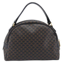 CELINE Macadam Canvas Hand Bag PVC Leather Black Gold Auth 204166V-3