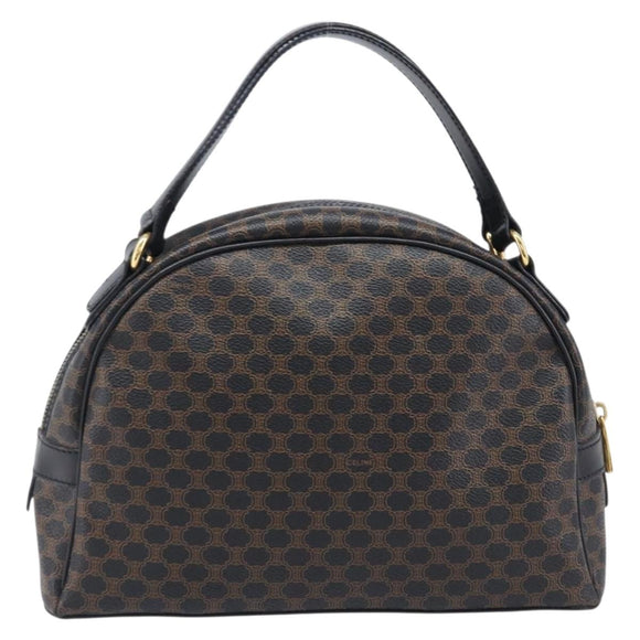 CELINE Macadam Canvas Hand Bag PVC Leather Black Gold Auth 204166V
