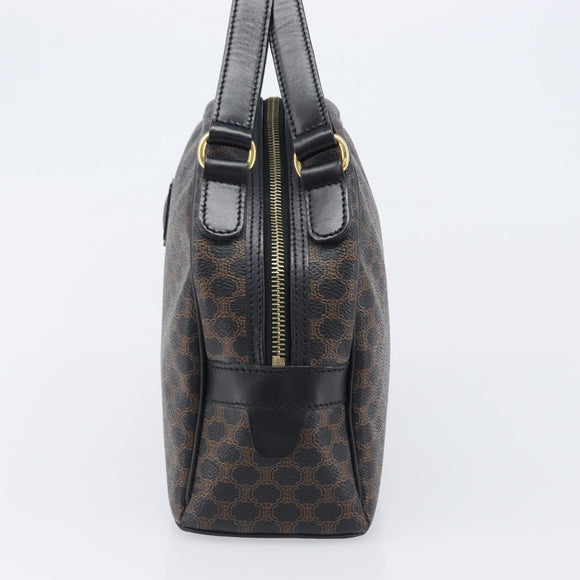 CELINE Macadam Canvas Hand Bag PVC Leather Black Gold Auth 204166V