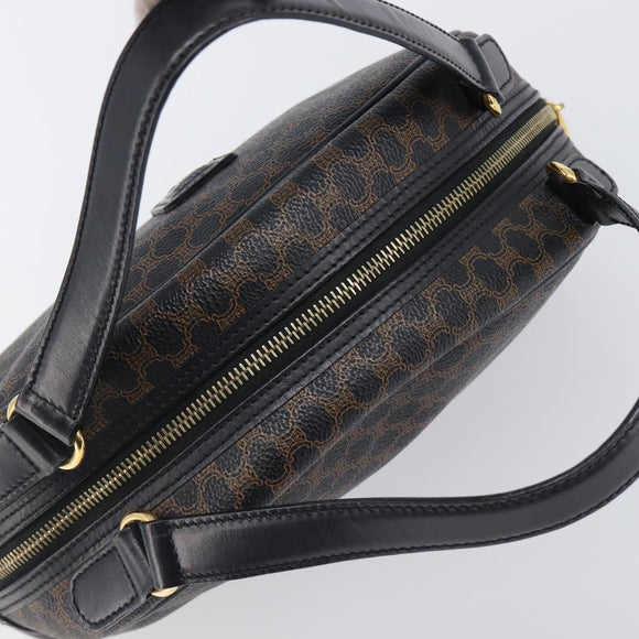 CELINE Macadam Canvas Hand Bag PVC Leather Black Gold Auth 204166V