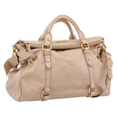 Miu Miu Hand Bag Vitellolux 2way Beige Gold Auth 204167V-1