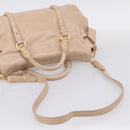 Miu Miu Hand Bag Vitellolux 2way Beige Gold Auth 204167V-9
