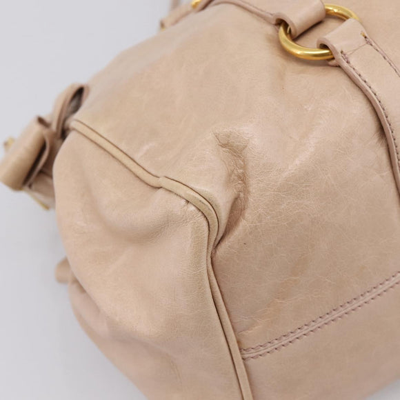 Miu Miu Hand Bag Vitellolux 2way Beige Gold Auth 204167V
