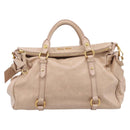 Miu Miu Hand Bag Vitellolux 2way Beige Gold Auth 204167V-13