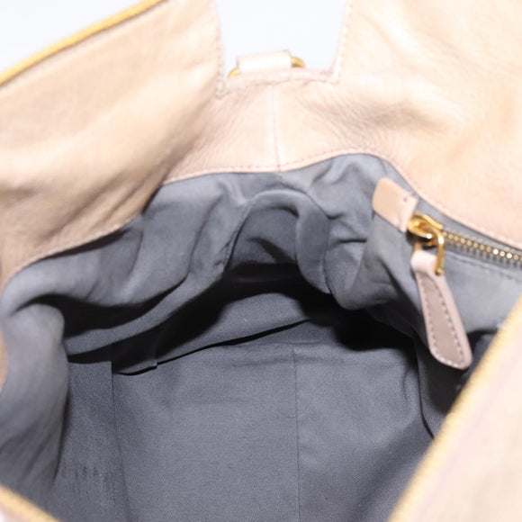 Miu Miu Hand Bag Vitellolux 2way Beige Gold Auth 204167V