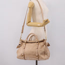 Miu Miu Hand Bag Vitellolux 2way Beige Gold Auth 204167V-26