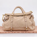 Miu Miu Hand Bag Vitellolux 2way Beige Gold Auth 204167V-12