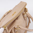 Miu Miu Hand Bag Vitellolux 2way Beige Gold Auth 204167V-6