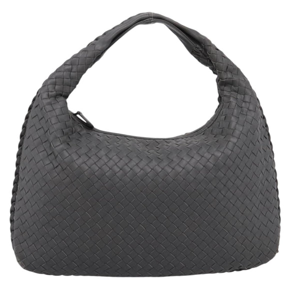 BOTTEGA VENETA INTRECCIATO Hobo Shoulder Bag Leather Gray Auth 204169V
