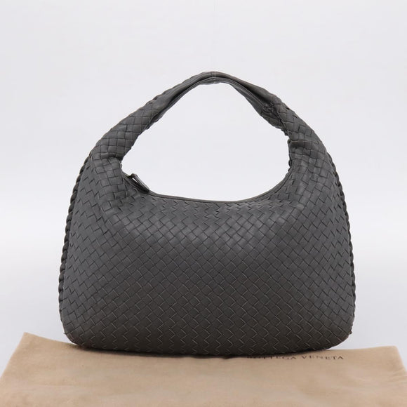 BOTTEGA VENETA INTRECCIATO Hobo Shoulder Bag Leather Gray Auth 204169V