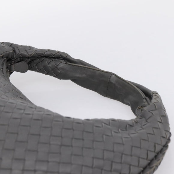 BOTTEGA VENETA INTRECCIATO Hobo Shoulder Bag Leather Gray Auth 204169V