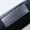 BALENCIAGA Navy Cabas S Hand Bag Canvas White Black 339933 Auth 204200-21