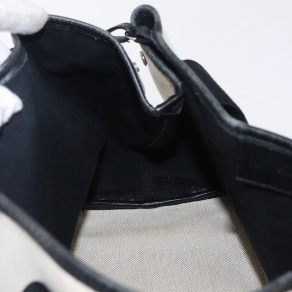 BALENCIAGA Navy Cabas S Hand Bag Canvas White Black 339933 Auth 204200