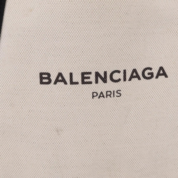 BALENCIAGA Navy Cabas S Hand Bag Canvas White Black 339933 Auth 204200