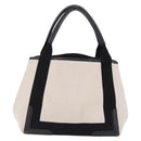 BALENCIAGA Navy Cabas S Hand Bag Canvas White Black 339933 Auth 204200-3