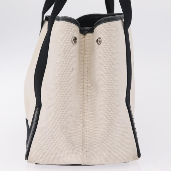 BALENCIAGA Navy Cabas S Hand Bag Canvas White Black 339933 Auth 204200