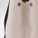 BALENCIAGA Navy Cabas S Hand Bag Canvas White Black 339933 Auth 204200-14