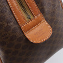 CELINE Macadam Canvas Boston Bag PVC Leather Brown Gold Auth 204211A-14