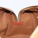 CELINE Macadam Canvas Boston Bag PVC Leather Brown Gold Auth 204211A-21