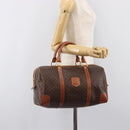 CELINE Macadam Canvas Boston Bag PVC Leather Brown Gold Auth 204211A-25