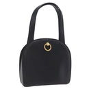 CELINE Hand Bag Leather Black Gold Auth 204213A-1