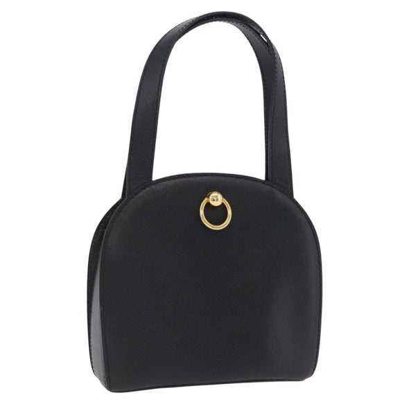 CELINE Hand Bag Leather Black Gold Auth 204213A