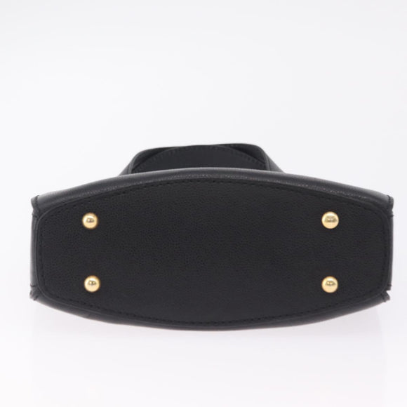 CELINE Hand Bag Leather Black Gold Auth 204213A