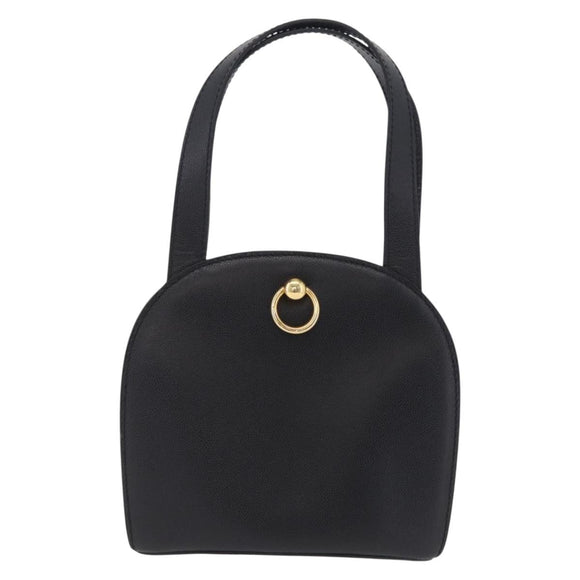 CELINE Hand Bag Leather Black Gold Auth 204213A