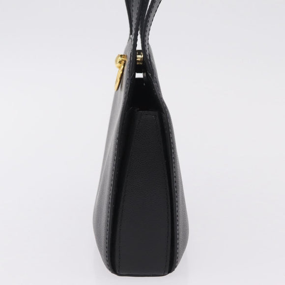 CELINE Hand Bag Leather Black Gold Auth 204213A