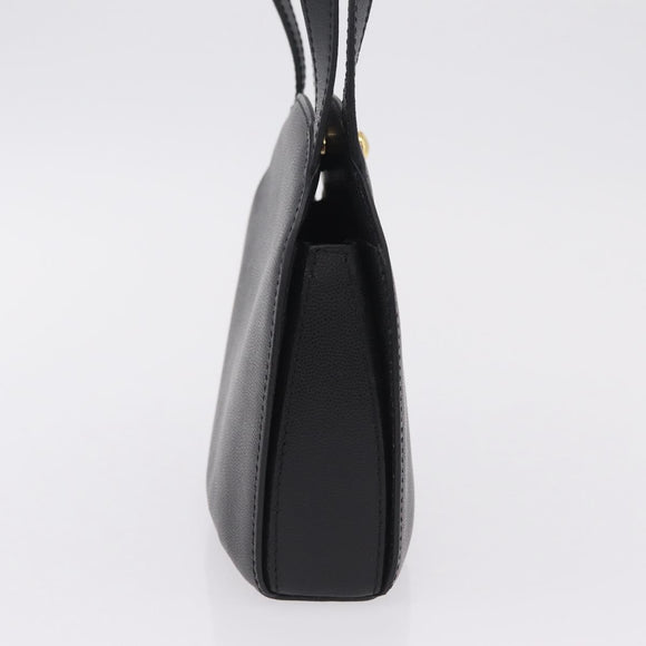 CELINE Hand Bag Leather Black Gold Auth 204213A