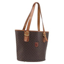 CELINE Macadam Canvas Tote Bag PVC Leather Brown Gold Auth 204214-1