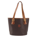 CELINE Macadam Canvas Tote Bag PVC Leather Brown Gold Auth 204214-13