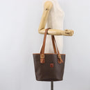 CELINE Macadam Canvas Tote Bag PVC Leather Brown Gold Auth 204214-27