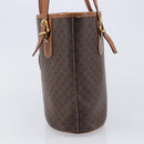 CELINE Macadam Canvas Tote Bag PVC Leather Brown Gold Auth 204214-3