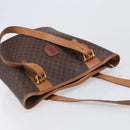 CELINE Macadam Canvas Tote Bag PVC Leather Brown Gold Auth 204214-6