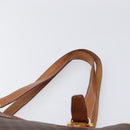 CELINE Macadam Canvas Tote Bag PVC Leather Brown Gold Auth 204214-14