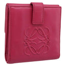 LOEWE Bifold Wallet Leather Pink Gold Auth 204222A-1