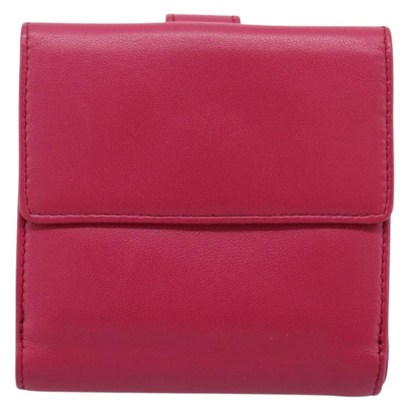 LOEWE Bifold Wallet Leather Pink Gold Auth 204222A