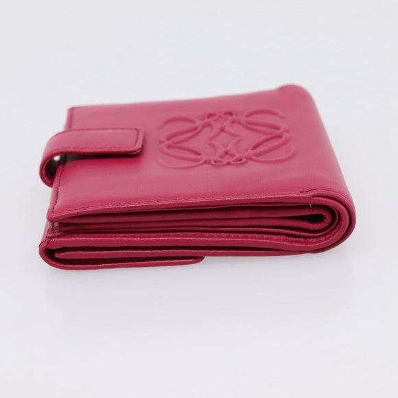 LOEWE Bifold Wallet Leather Pink Gold Auth 204222A