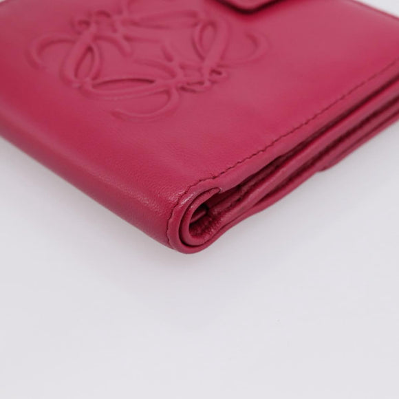 LOEWE Bifold Wallet Leather Pink Gold Auth 204222A