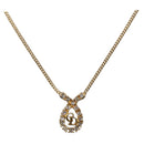 Christian Dior Rhinestone Necklace metal Gold Tone Auth 204224-1