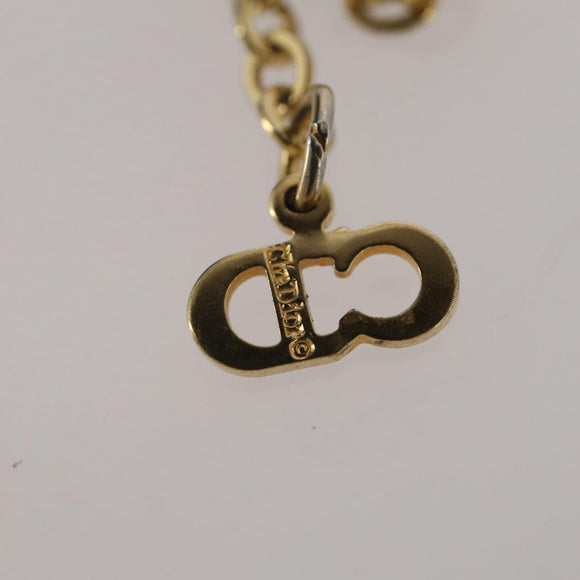 Christian Dior Rhinestone Necklace metal Gold Tone Auth 204224